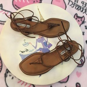 Manolo Blahnik lace-up flat sandals